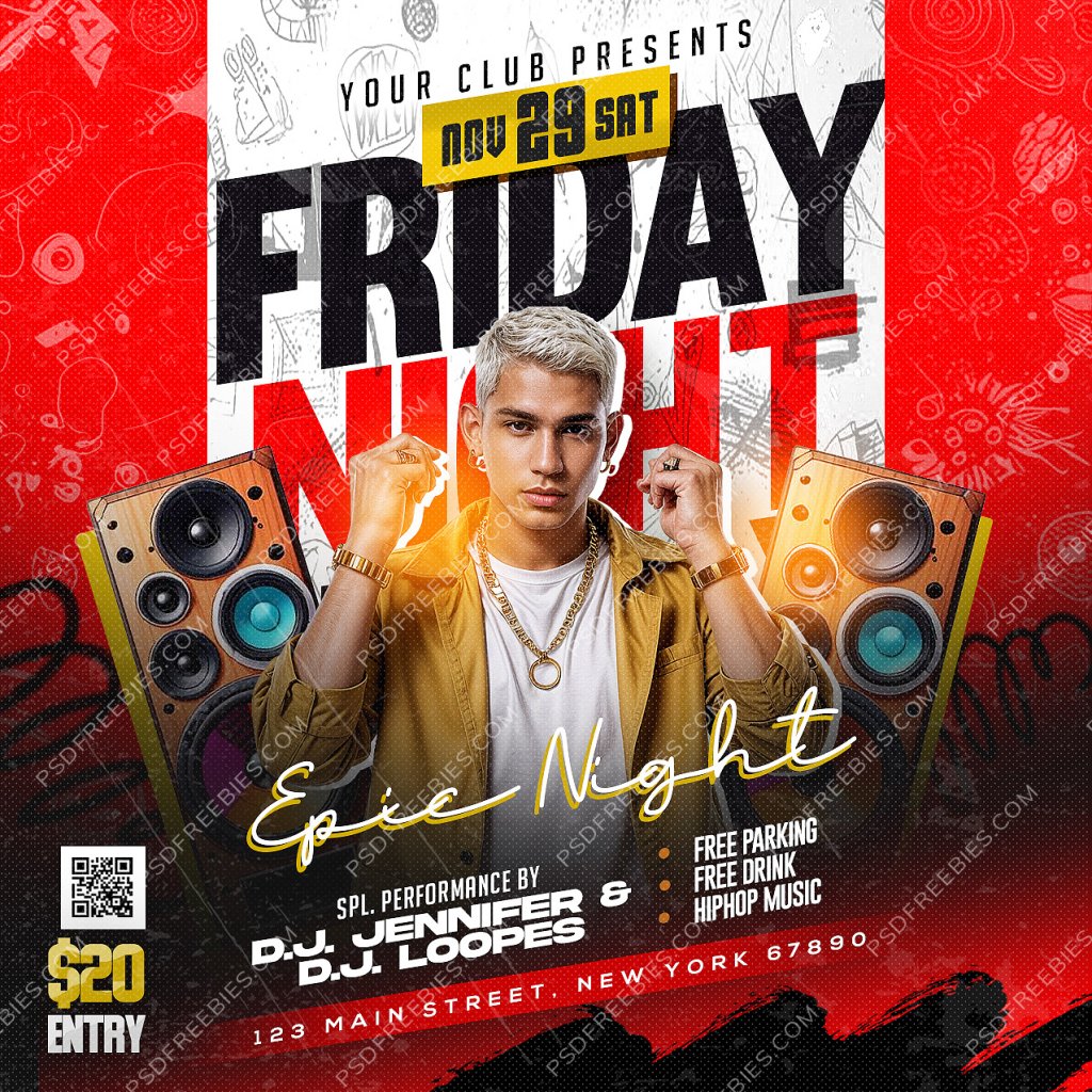 Friday Night Music Event Social Media Post PSD