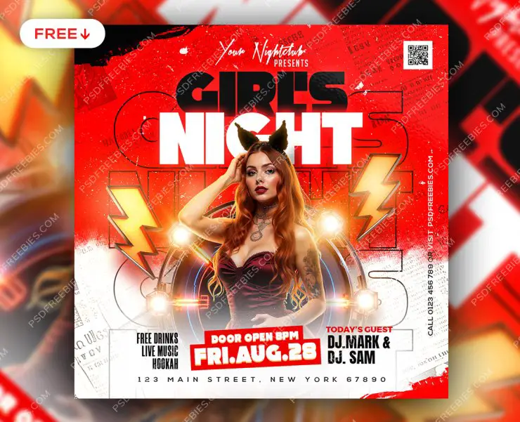 Girls Night Club Party Post PSD