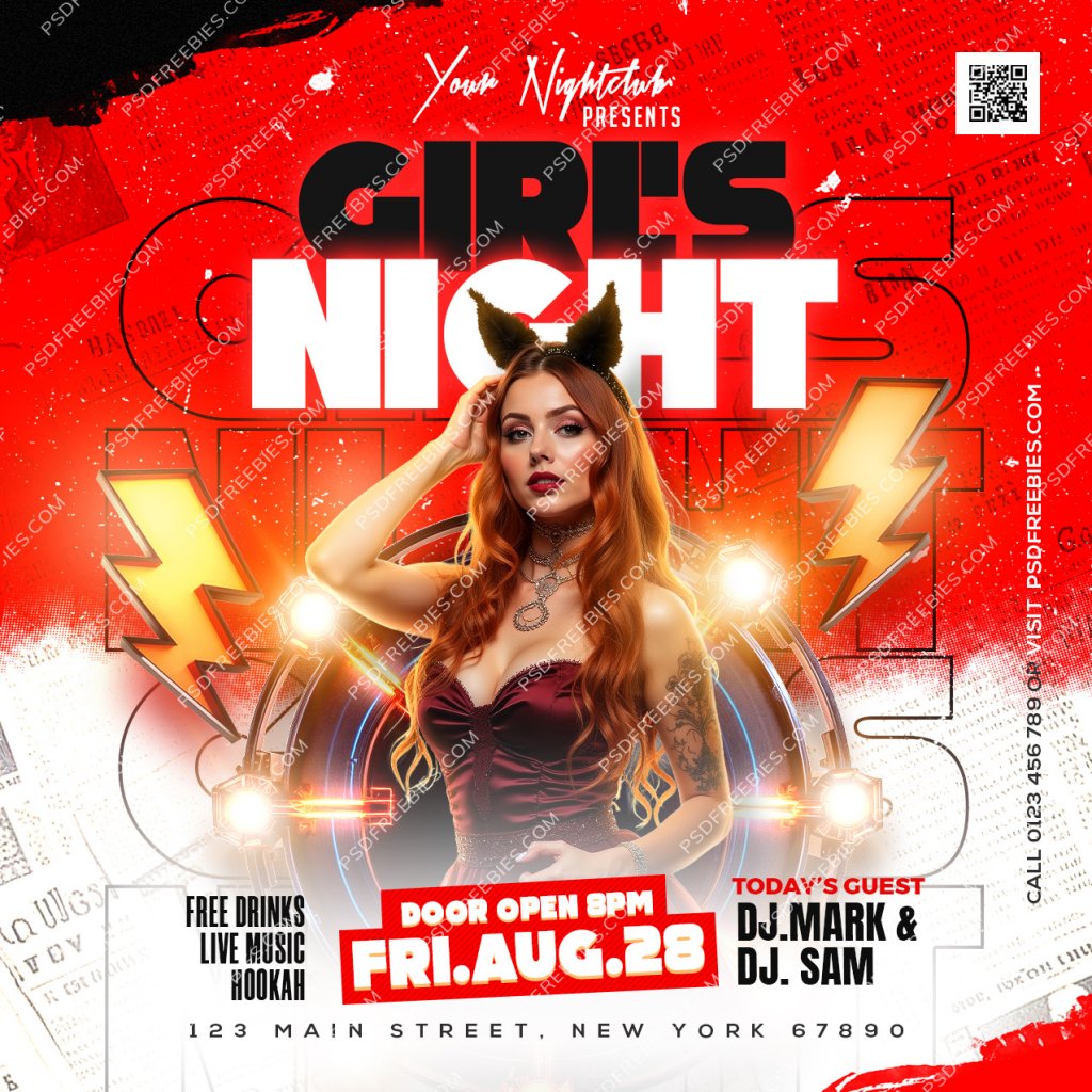 Girls Night Club Party Post PSD