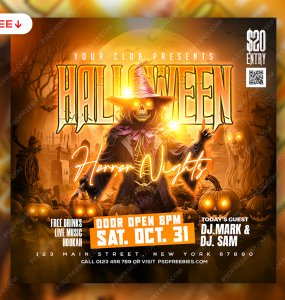 Halloween Horror Night Party Post PSD