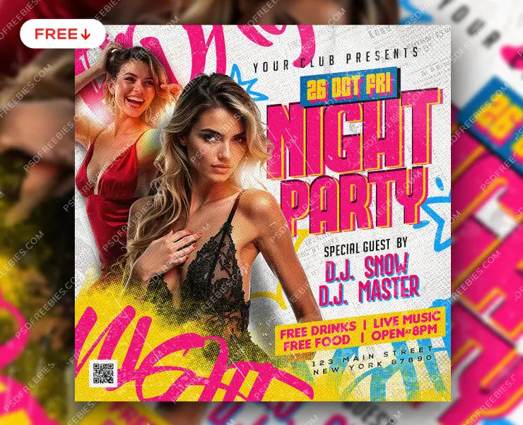 Premium Night Club Party Post PSD Template