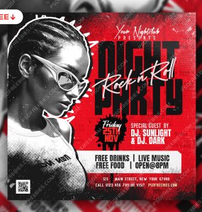 Rock n Roll Night Event Party Post PSD