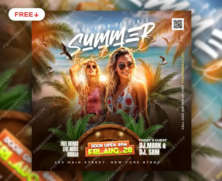 Summer Festival Music Party Post PSD