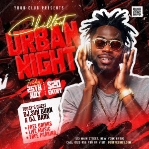 Urban Night Party Square Social Media Post PSD