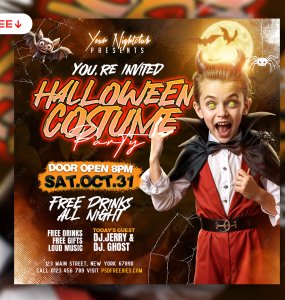 Halloween Costumes Kids Party Post Design PSD