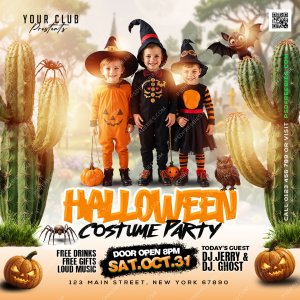 Halloween Costumes Kids Party Post PSD