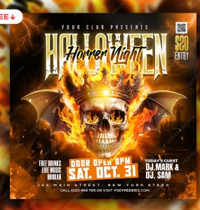 Halloween Horror Night Club Party Post PSD