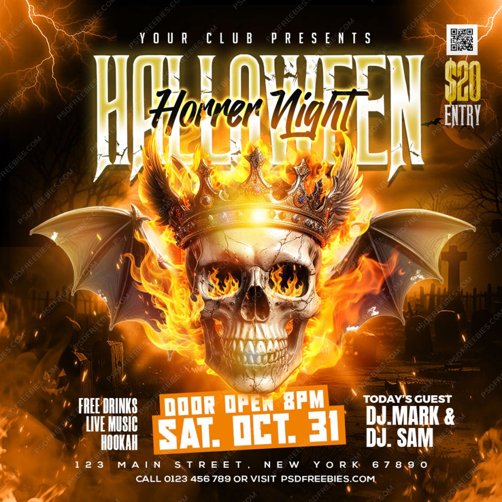 Halloween Horror Night Club Party Post PSD