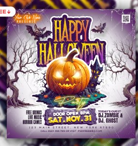 Halloween Night Chillout Party Post PSD