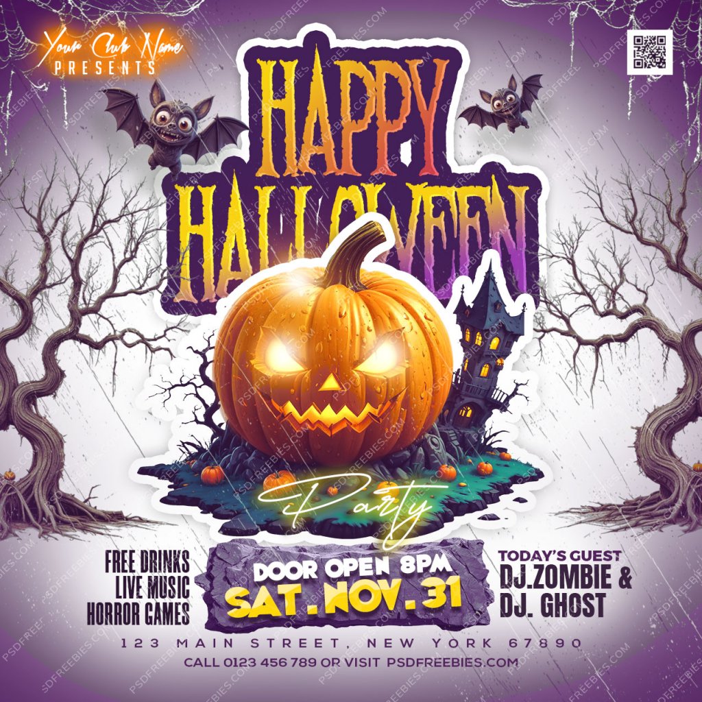 Halloween Night Chillout Party Post PSD