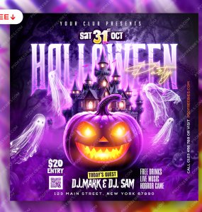 Halloween Night Event Social Media Post PSD