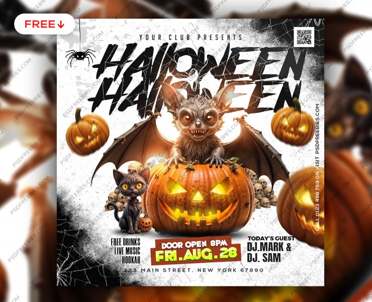 Halloween Night Party Social Media Post PSD