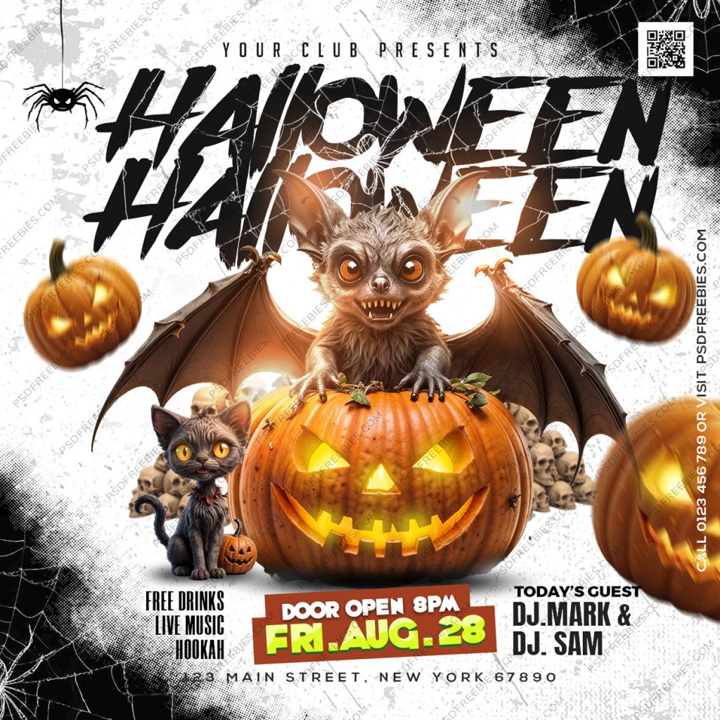 Halloween Night Party Social Media Post PSD