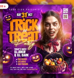 Halloween Night party Post Design PSD