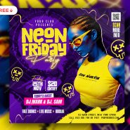 Neon Friday Music Party Social Media Post PSD