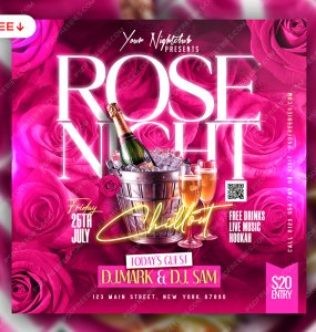 Rose Night Party Social Media Post PSD