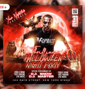 Thriller Halloween party Post PSD Template