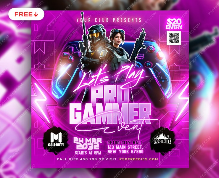 Video Game Event Social Media Post PSD