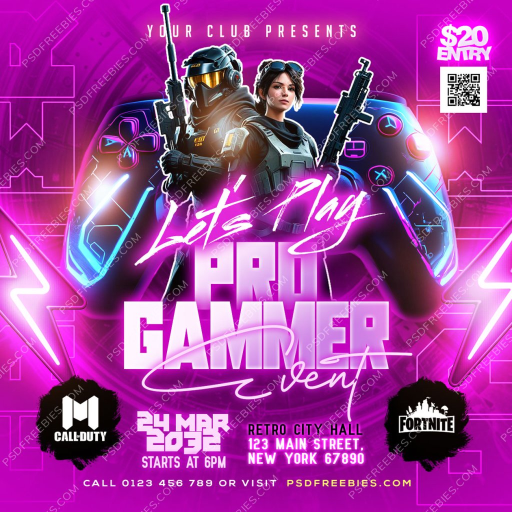 Video Game Event Social Media Post PSD