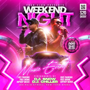 Weekend Night Club Music Event Post PSD