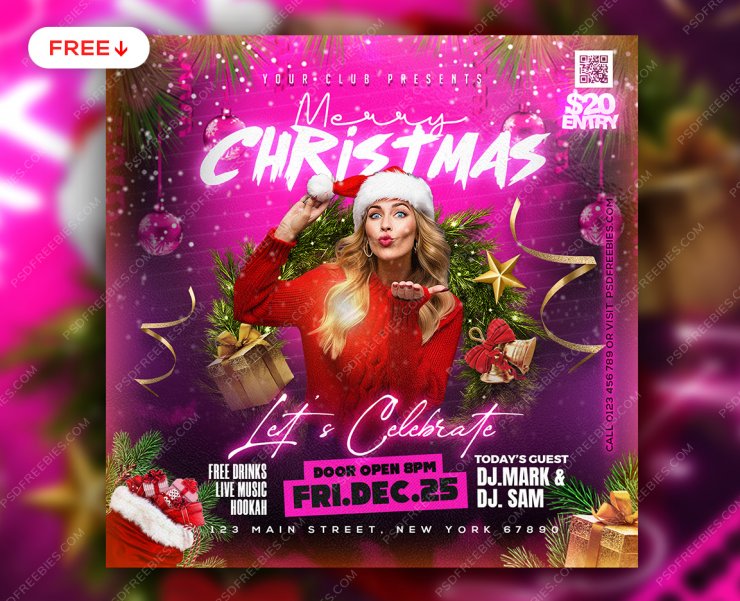 Christmas Party Social Media Post Design PSD