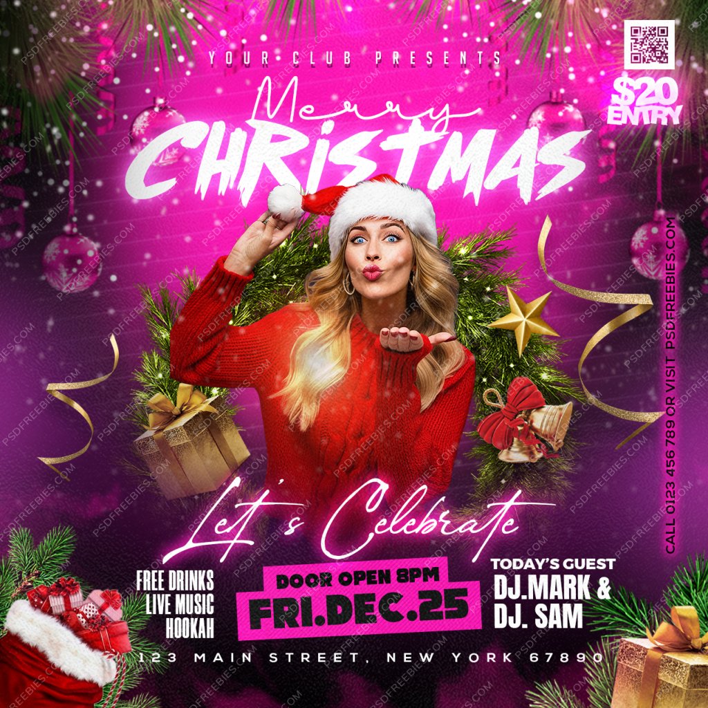 Christmas Party Social Media Post Design PSD