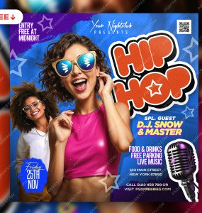 Hip Hop Music Event Post PSD