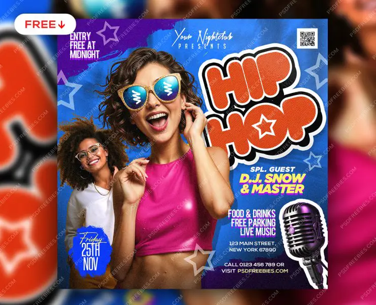 Hip Hop Music Event Post PSD