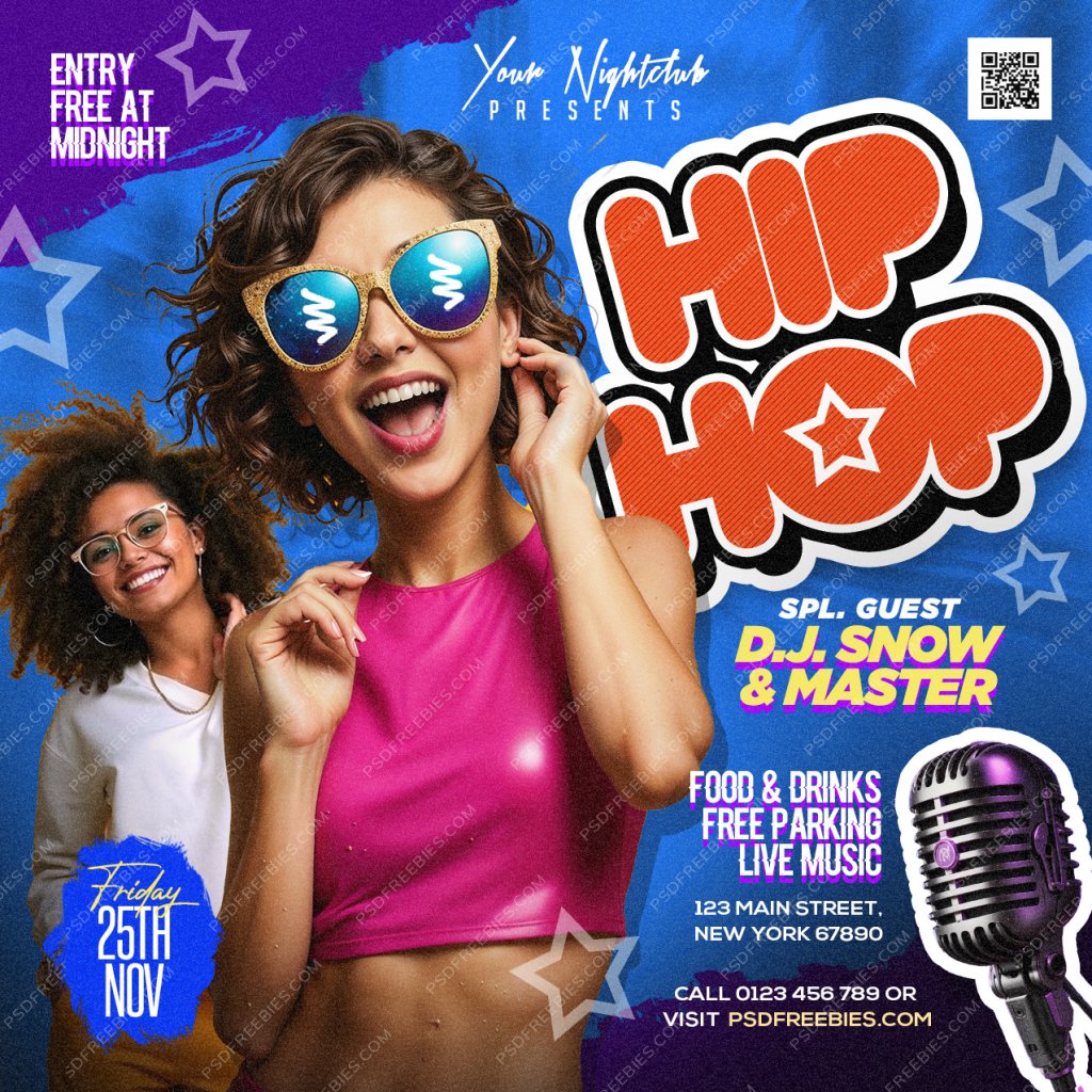 Hip Hop Music Event Post PSD