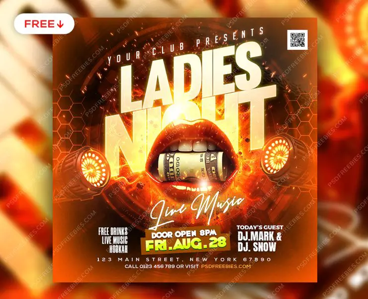 Ladies Night Club Party Post PSD