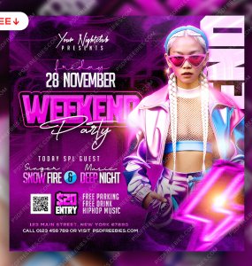 Premium Weekend Club DJ Night Party Post PSD