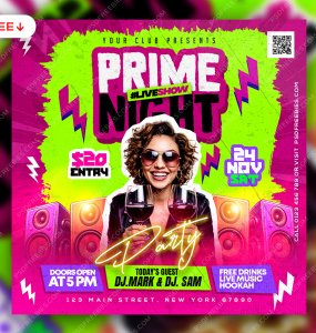 Prime Night Music Party Post PSD