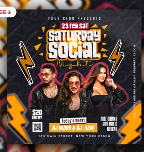 Saturday Night Club Party Post PSD Template