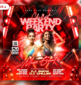 Weekend DJ Night Party Social Media Post PSD