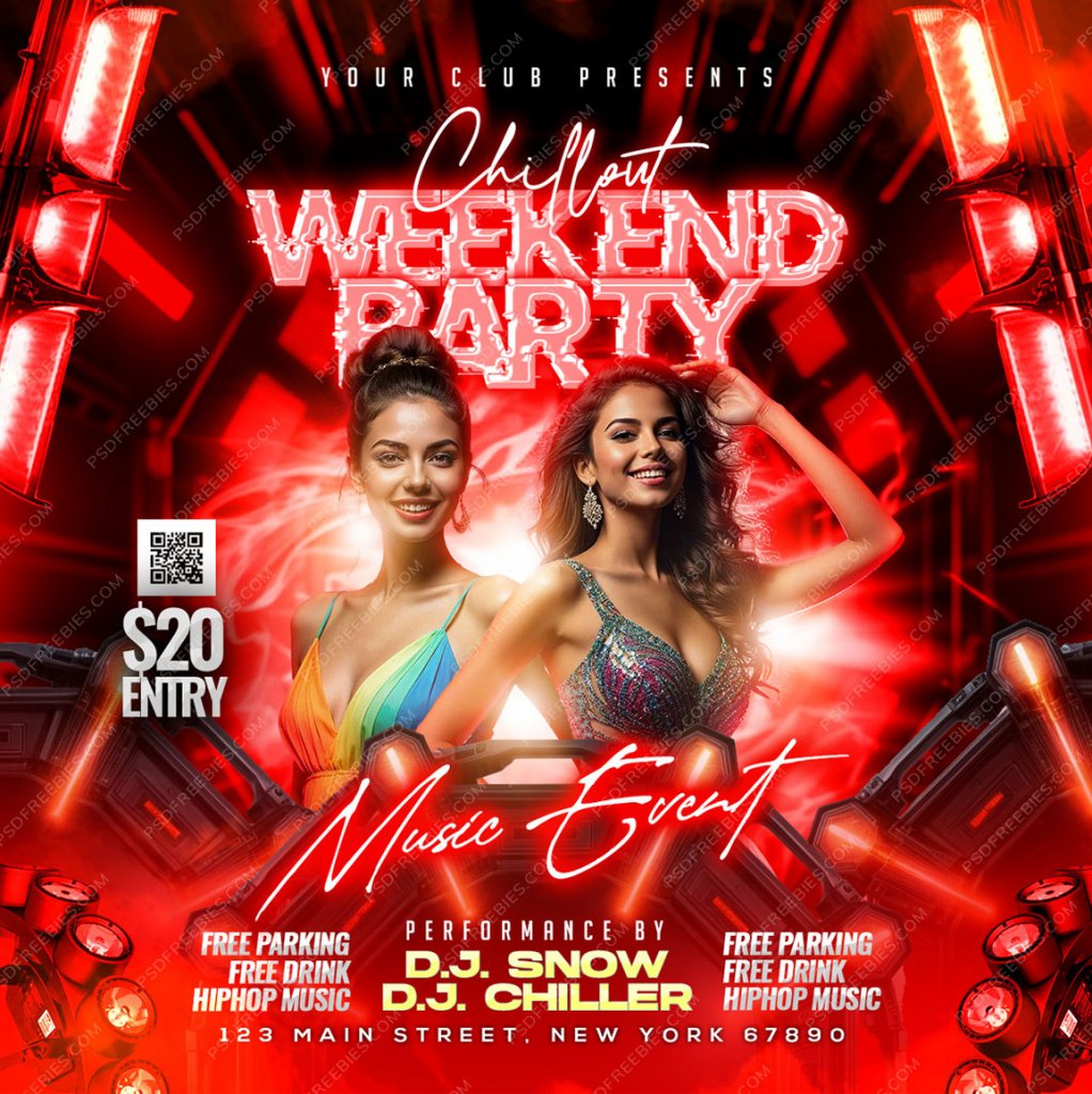 Weekend DJ Night Party Social Media Post PSD