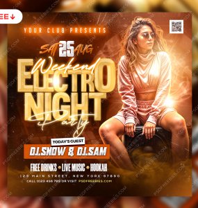 Weekend Electro Night Club Party Post PSD