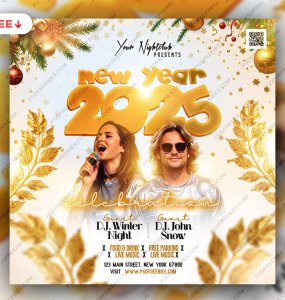 2025 New Year Party Invitation Post PSD