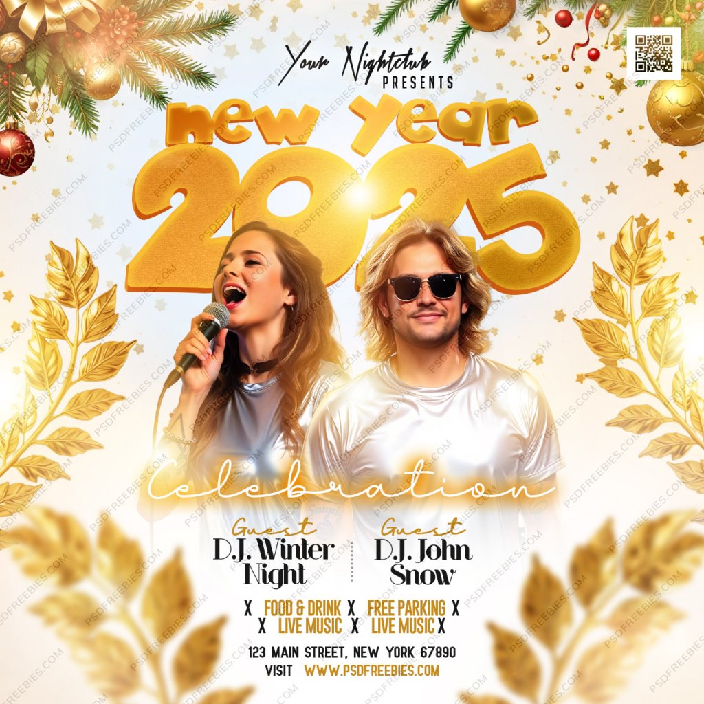 2025 New Year Party Invitation Post PSD