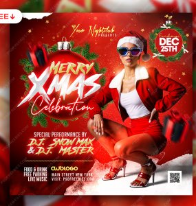 Christmas Club Music Party Social Media PSD