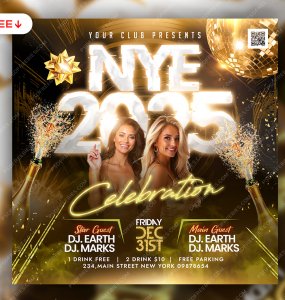 New Year 2025 Celebration Club Party Post PSD