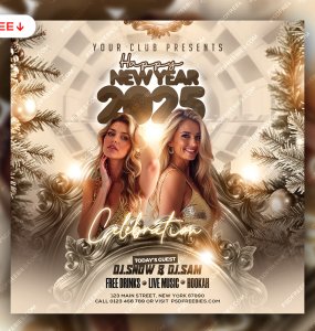 New Year 2025 Celebration Music Party Post PSD