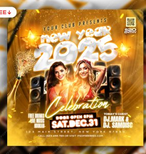 New Year 2025 Celebration Party Post PSD