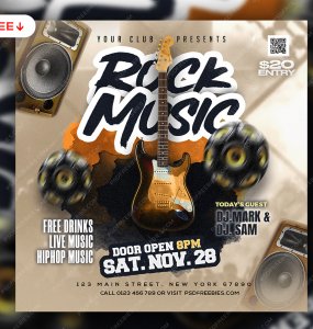 Rock Music Event Post Design PSD