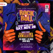 Rock and Roll Music Event Post Design PSD