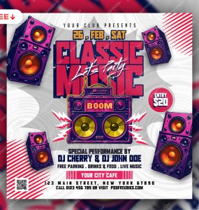 Classic Music Party Post PSD Template