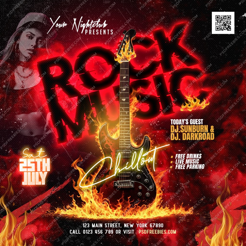 Rock Music Event Post PSD Template